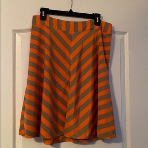 Peach and taupe diagonal stripes skirt